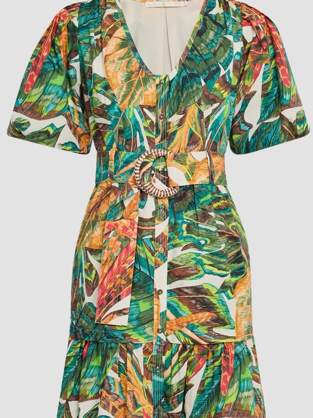 New Marie Oliver Multicolor Tropical Print Belted Dress ! NWT!